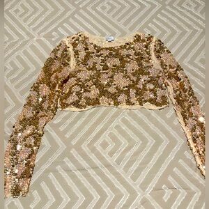 Sequence, blush, pink and gold crop shirt, Size Medium